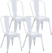 Set Elegante di 4 Sedie in Metallo bianco Lucido - per cucina e sala da pranzo