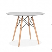 STOCCOLMA Tavolo da Pranzo Rotondo -Design Elegante con Gambe in Legno di Faggio
